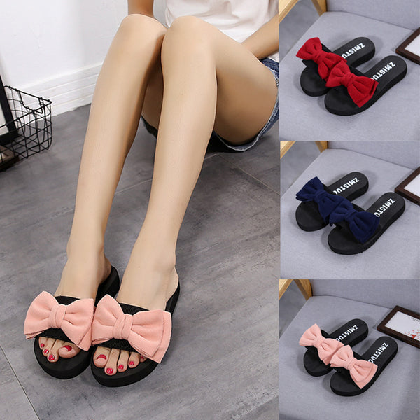 Slip resistant fashion bow slippers