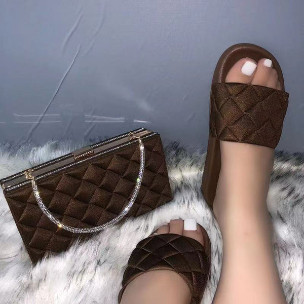 One Word Outer Wear Plaid Sandals And Slippers Plaid Shoe Bag