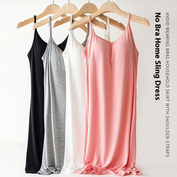 Padded Strap  Wear-free Bra Integrated Daily Wear Pajamas Home Mid-length
