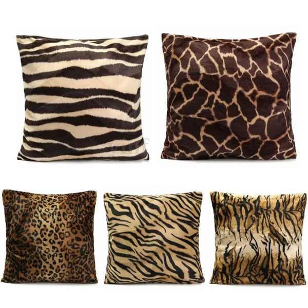 Soft Short Velvet Leopard Animal  Pattern Throw Pillow Cushion Cover Seat Car Home Bed Decorative Pillowcase Bathroom Pillow