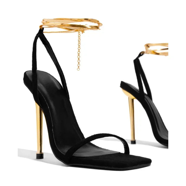 Pumps Women Heeled Sandals 2025 Summer New Square Toe Slingbacks Women Sexy High Heels Dress Party Thin Heels Sandalias De Mujer
